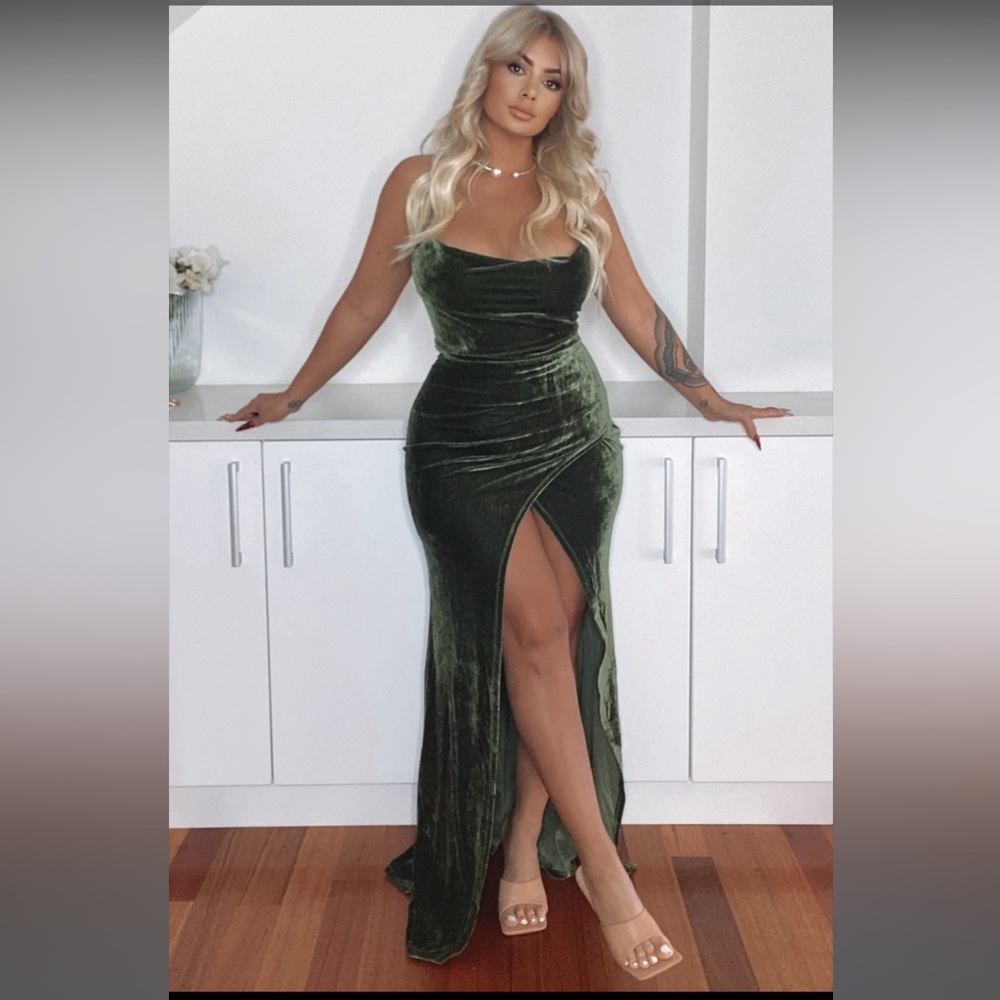 Green velvet dress